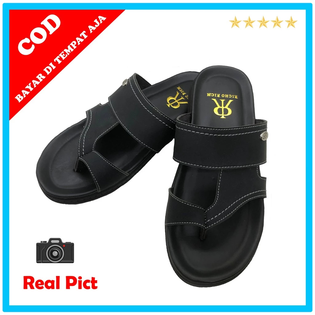 Sandal Kulit Pria Premium Sandal Pria Branded Sandal Pria Kulit PU Kasual Keren RICHORICH JS
