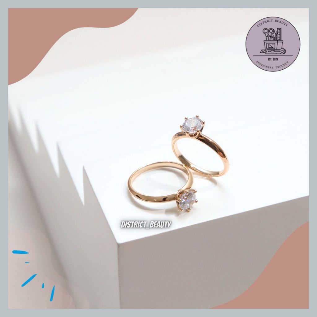 JEWELERY CINCIN EMAS WANITA BUNGA BERLIAN MATA SATU CINCIN EMAS ANTI KARAT PREMIUM TERMURAH