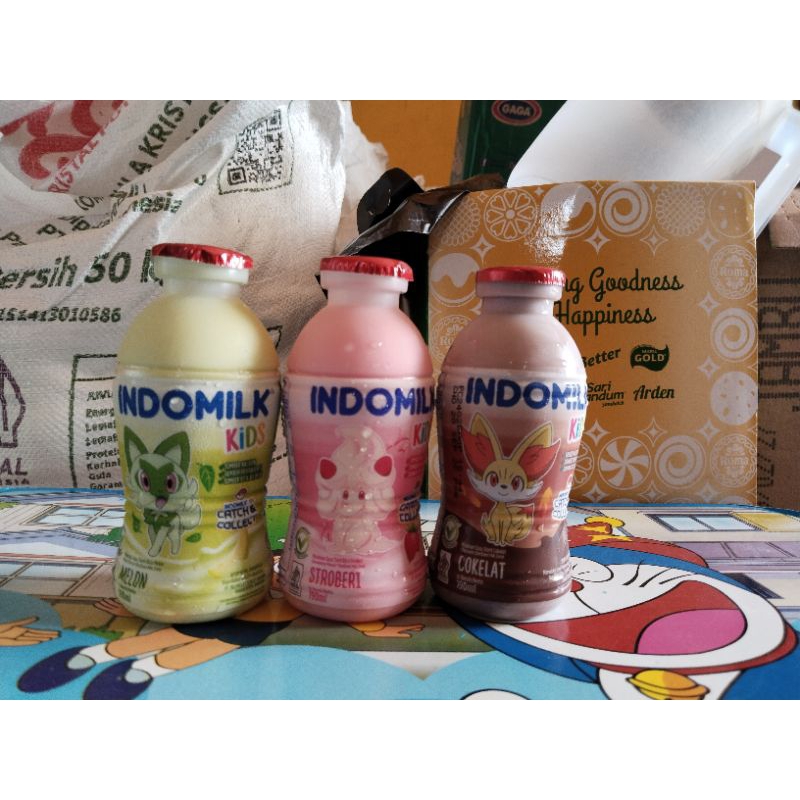

1 karton indomilk botol rasa coklat, stroberi, melon