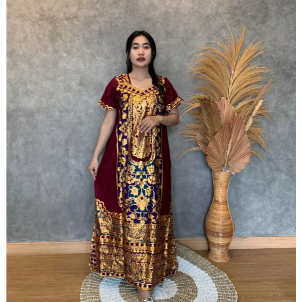 Daster Panjang Sikak Kartika Batik Foil  Jodha Viral Lengan Pendek 100% Rayon Premium Sale