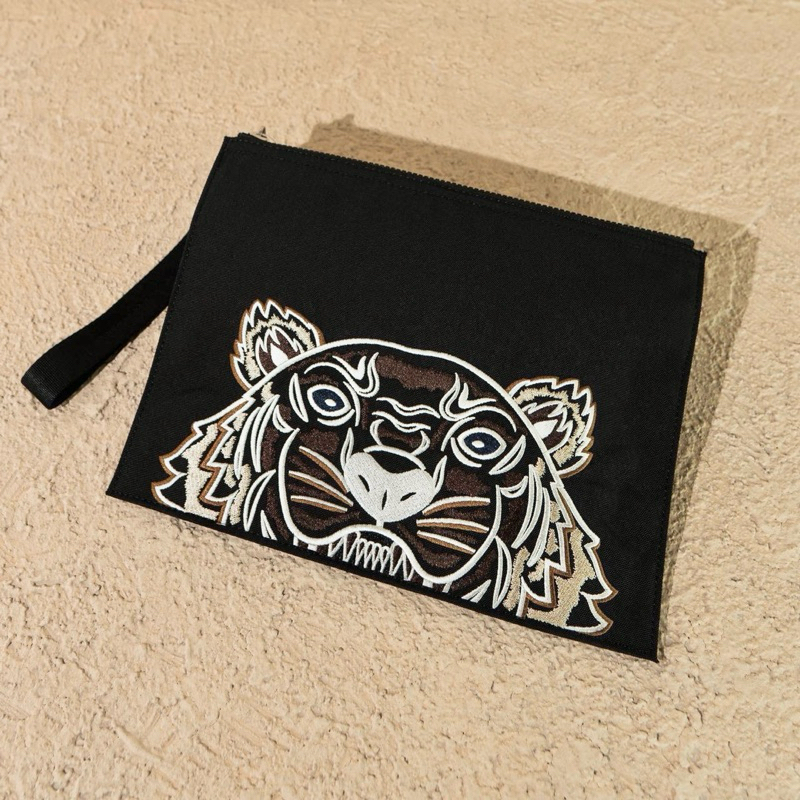 KENZO Tiger Kampus Canvas Large Clutch Wristlet Bag / Pouch / Pochette