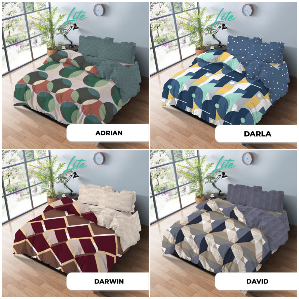 Bedcover Kintakun Lite 180 x 200 King Size ( 6 Kaki ) Motif Minimalis