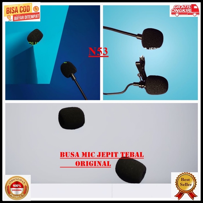 N53 BUSA MIC JEPIT KLIP CLIP BANDO HEADSET ORIGINAL TEBAL SARUNG MIK PELINDUNG MIX SPON MICROPHONE S