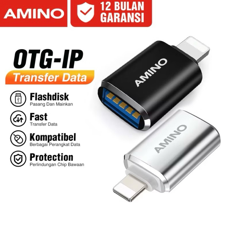 AMINO Mini OTG USB TO L Adapter Converter USB 3.0 Plug Play Flashdisk Data untuk Iphone X XR 11 12