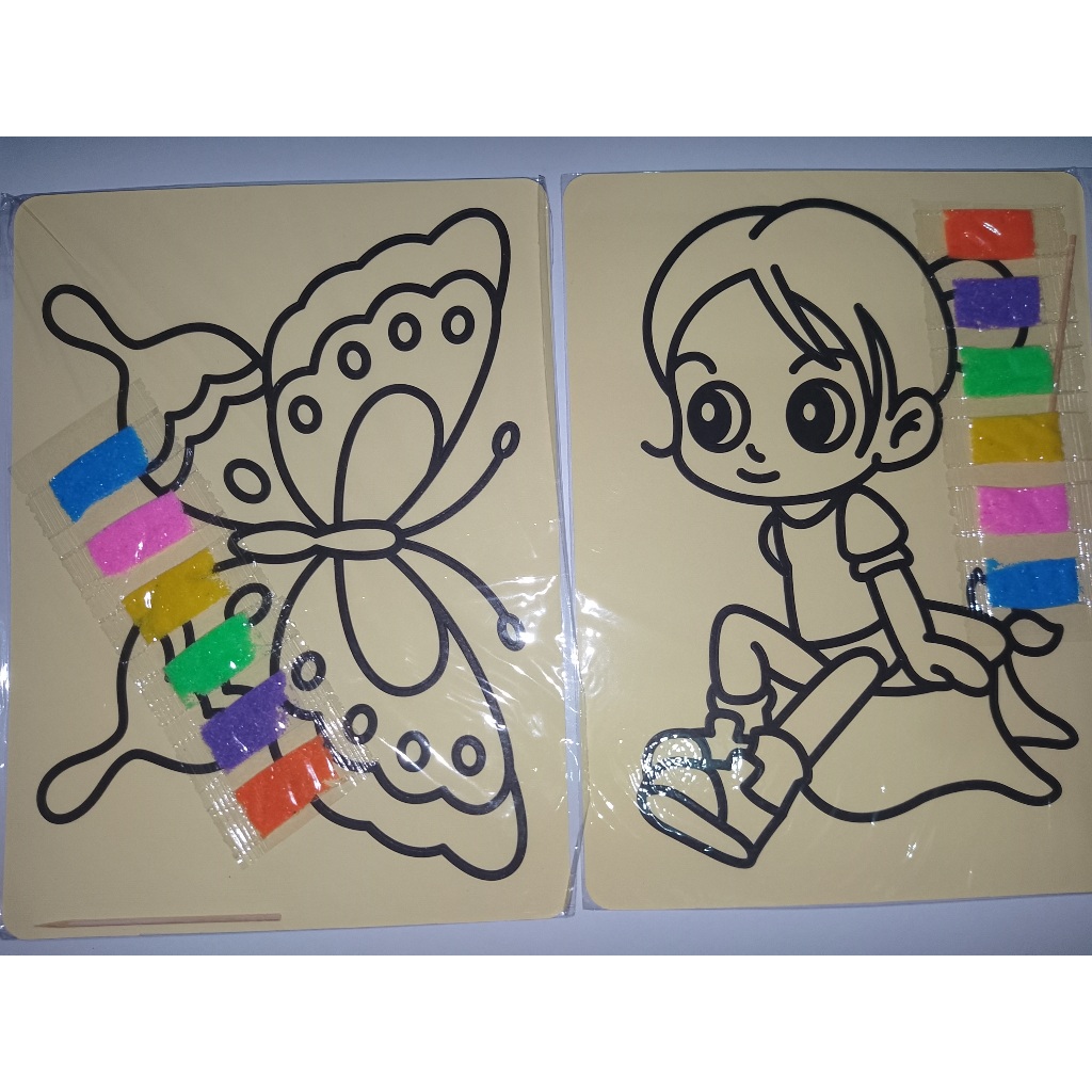 Mewarnai gambar dengan pasir warna-warni