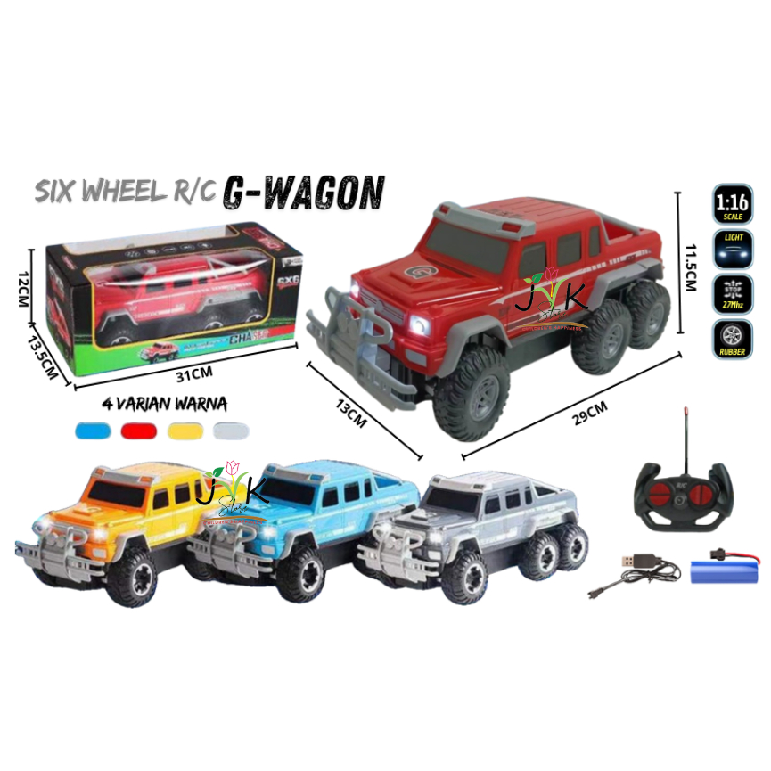 Mainan mobil truk off road remot kontrol rock crawler 6 roda 4WD RC six wheels monster truck