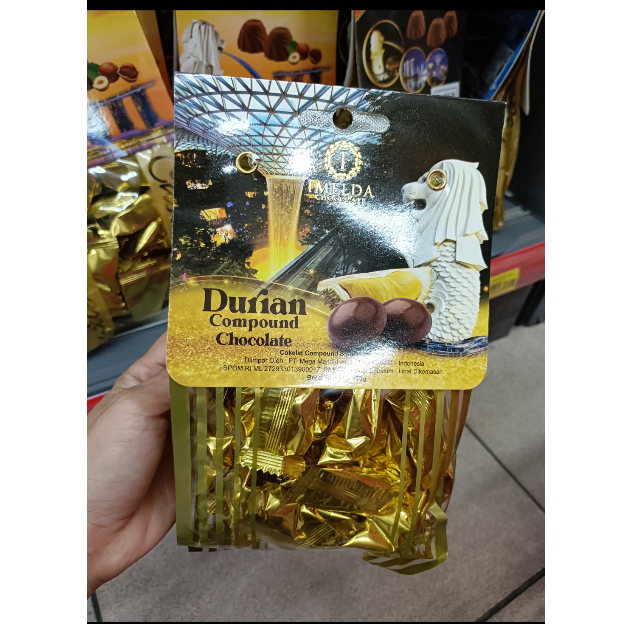 

Imelda compound chocolate pouch 150g almond / durian