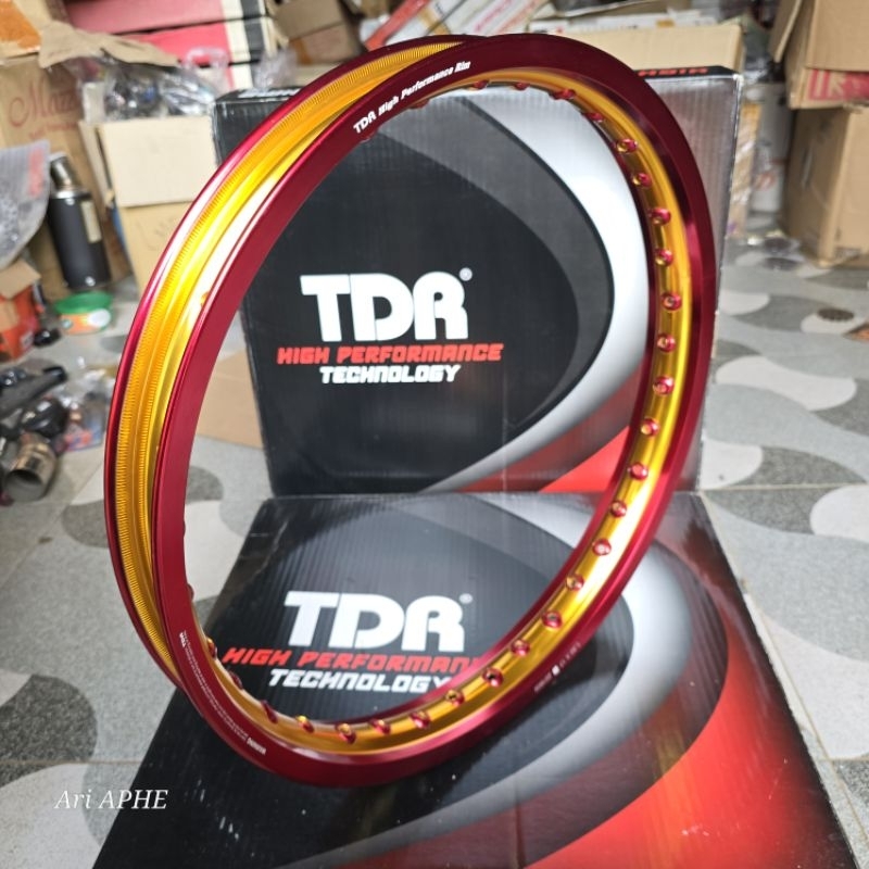 PROMO velg TDR racing WX twotone 160 ring 17 hole 36 W shape warna red gold - rim alloy almunium two