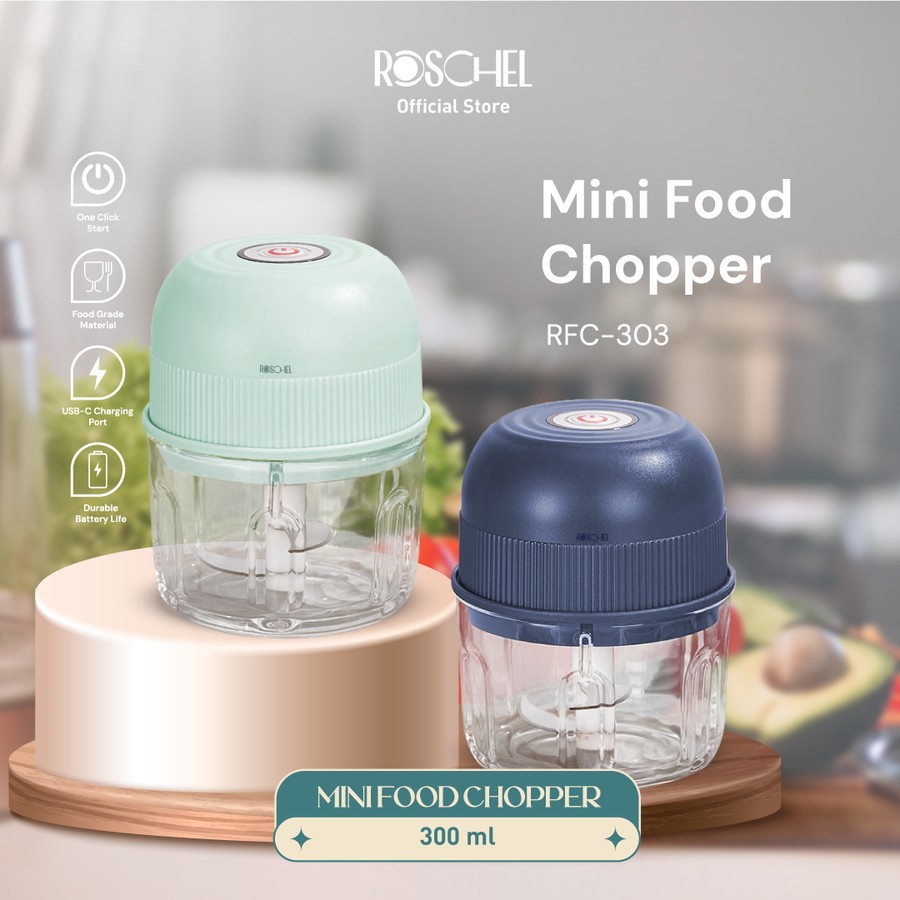 Roschel Mini Food Chopper Kaca 300ml Portable / Mini Food Chopper Kaca Roschel 300 ML