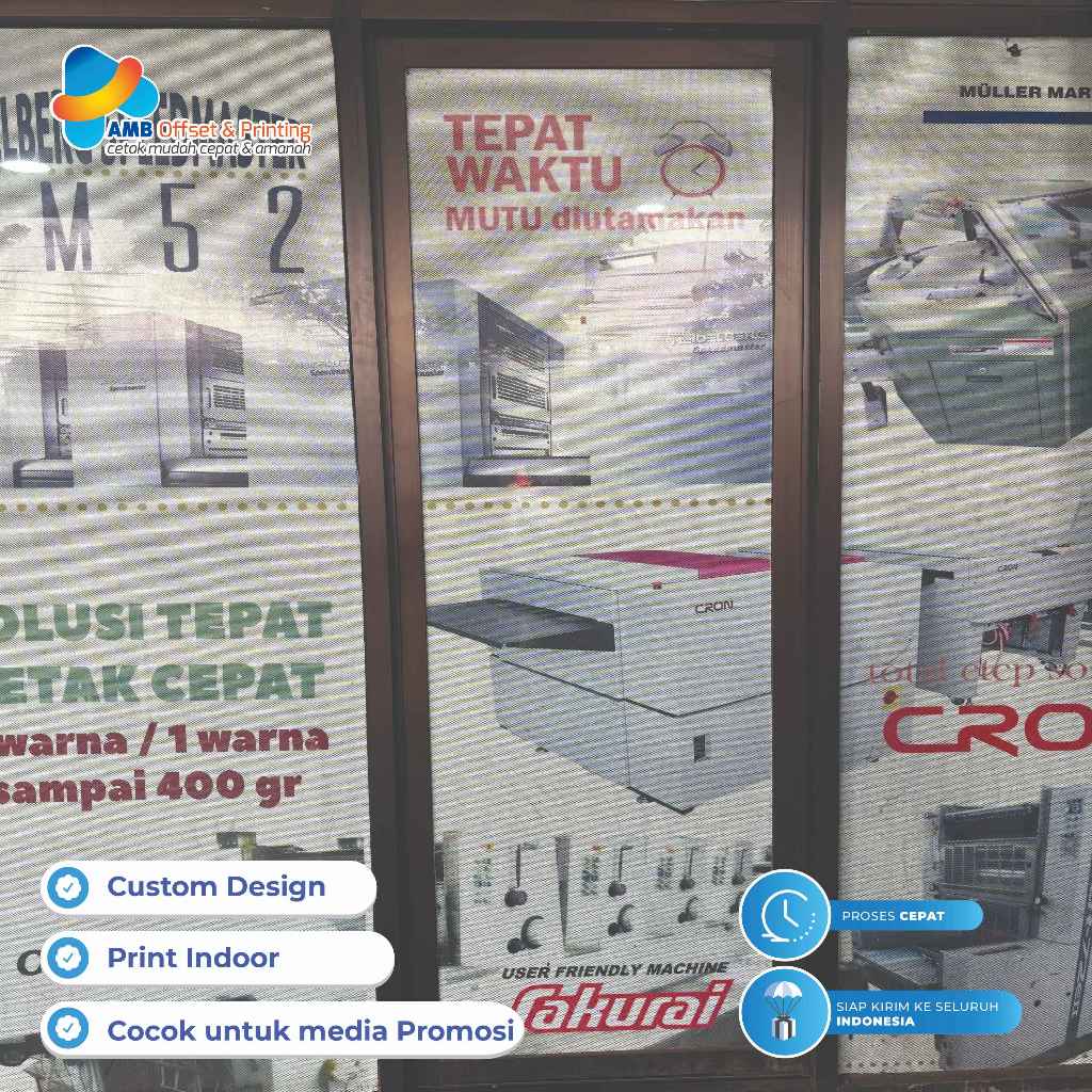 

Print Indoor / One Way Vision / Print Cetak Bahan Stiker One Way Vision Meteran