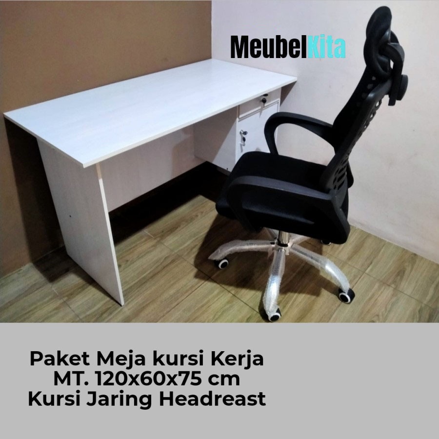 Paket meja kursi kantor meja tulis meja kerja 120 meja laptop meja belajar kursi jaring kepala