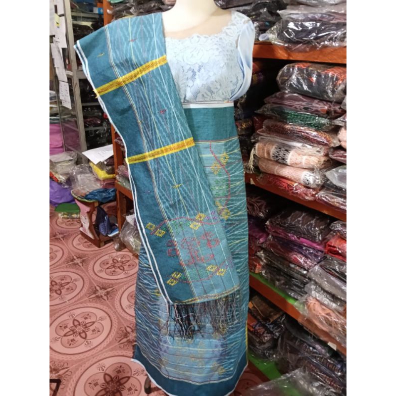 SONGKET HABONARON TENUN SARUNG SELENDNG BATAK TRADISIONAL ULOS SIBOLANG SADUM RASTA BIRU