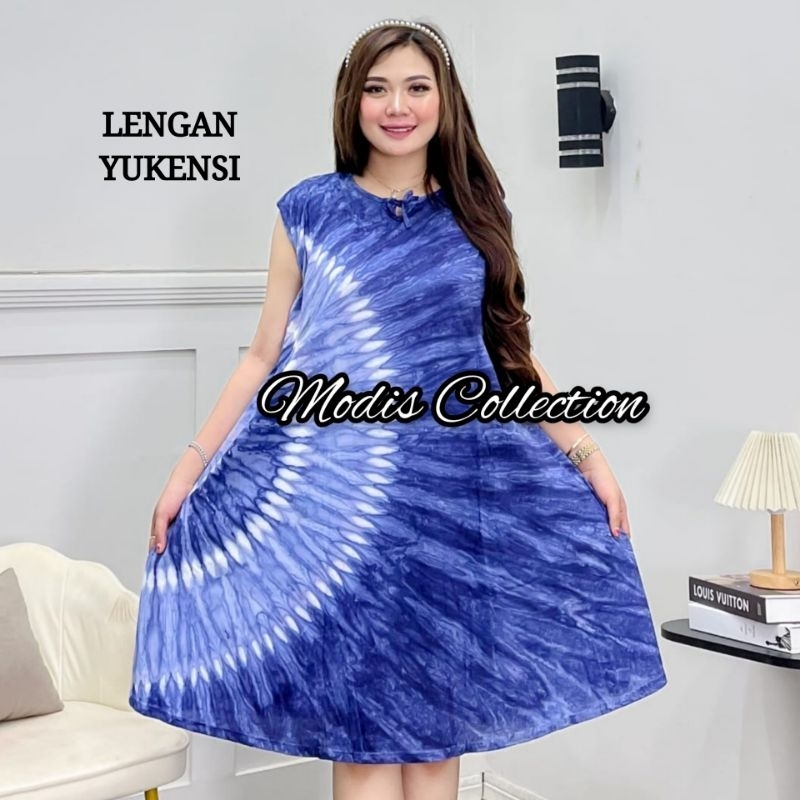 Daster Yukensi Kaos Payung Jumbo Dada Tali Depan Model Lengan Kutung Pendek Panjang Dress Selutut Ba