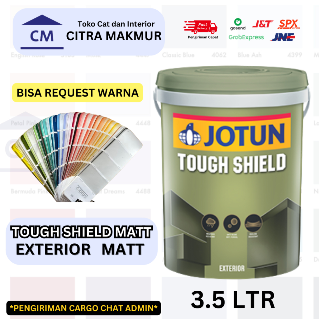 JOTUN TOUGH SHIELD Matt - 3.5 Ltr (Bisa Request Warna & Custom Warna Cat ) CAT TEMBOK EXTERIOR JOTUN