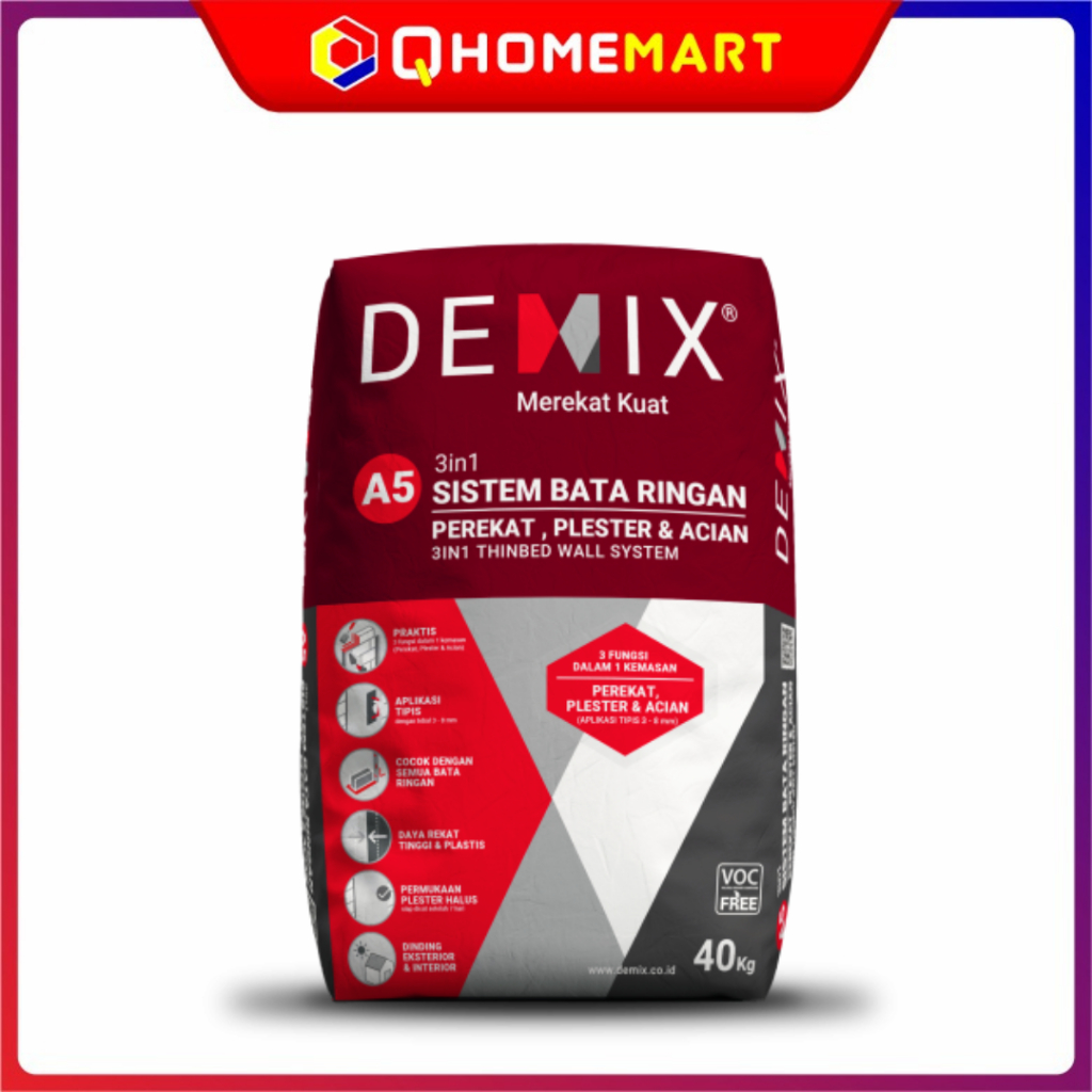 Semen Instan Mortar Acian Decon DEMIX A5 3in1 Sistem Bata Ringan