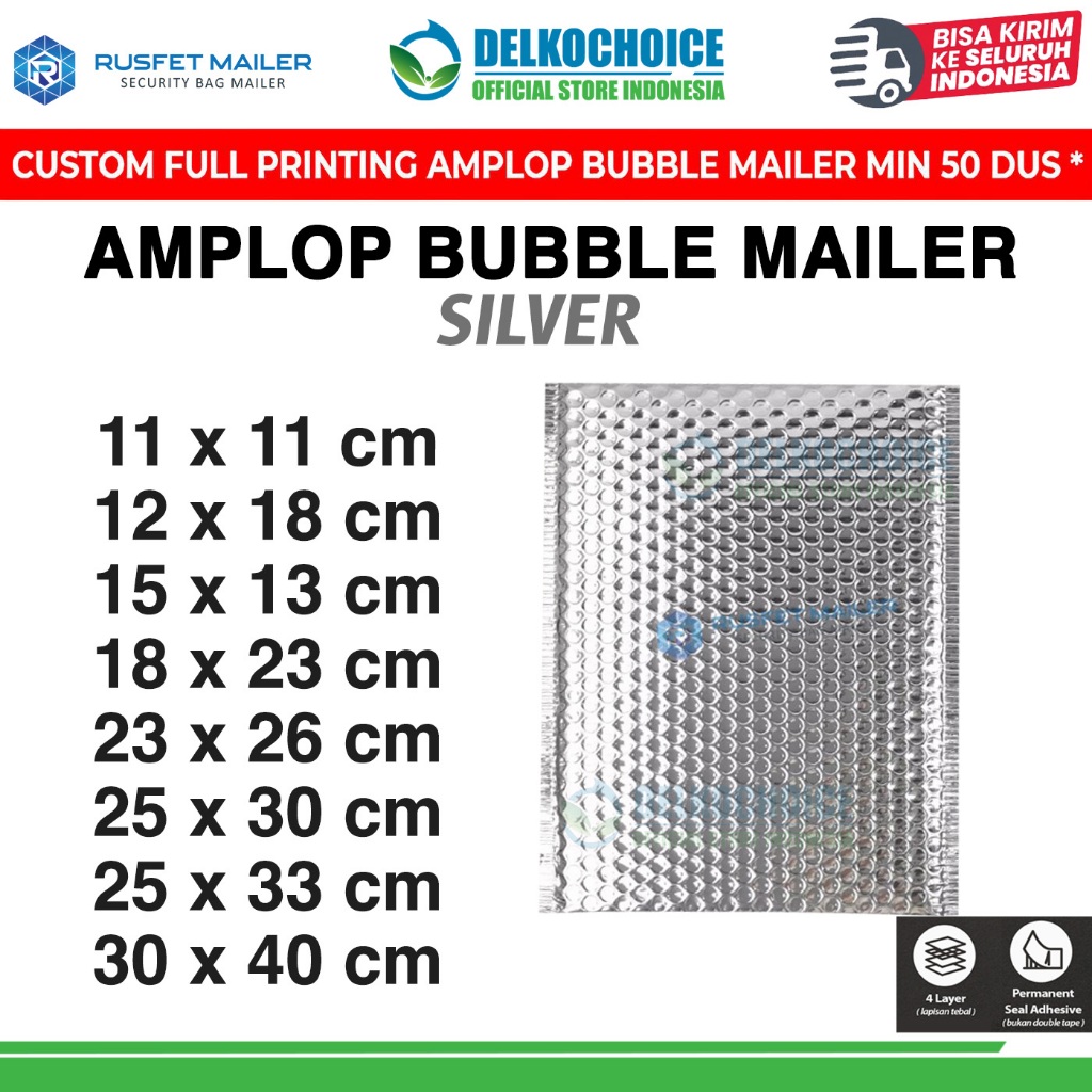 

Amplop Bubble Mailer METALIZING SILVER Bubblewrap Envelope Packing Online Rusfet Premium / SATUAN