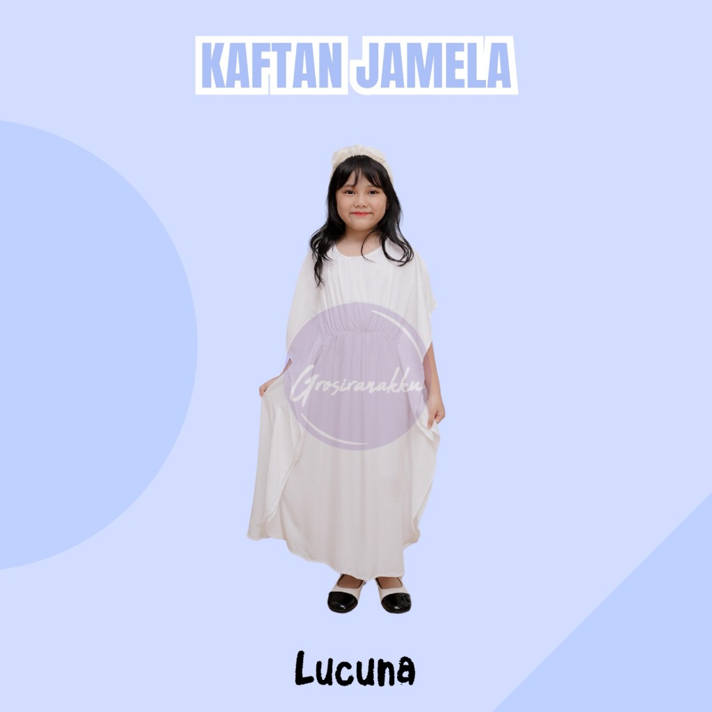 Lucuna Jamela Putih - Kaftan Anak Perempuan [Size 2-10 Tahun] Baju Muslim Cewek