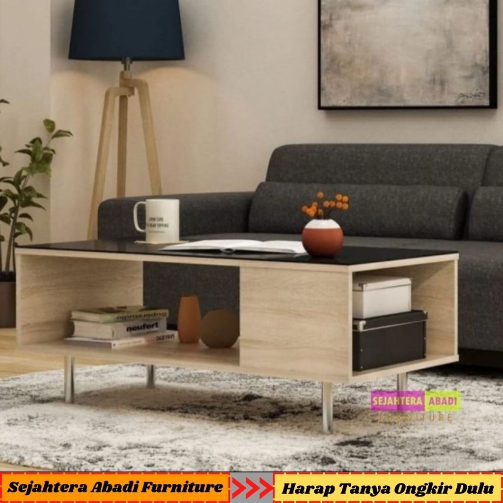 Prodesign meja tamu coffe table saber ct100 meja serbaguna meja kayu plus kaca meja sofa meja teras 