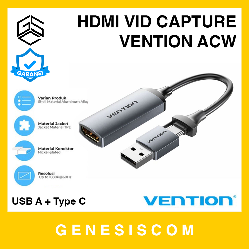 HDMI Video Capture Card to USB 3.0 + Type C - VENTION ACW - 2in1 1080p FHD Full HD Kabel Cable Live 