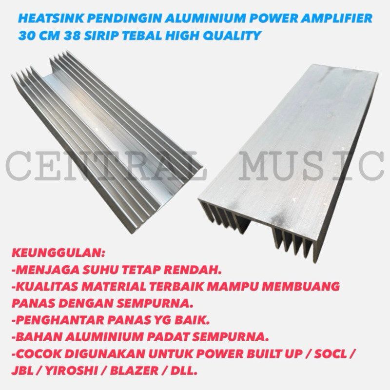 HEATSINK PENDINGIN ALUMINIUM POWER AMPLIFIER 30 CM 38 SIRIP TEBAL HIGH QUALITY