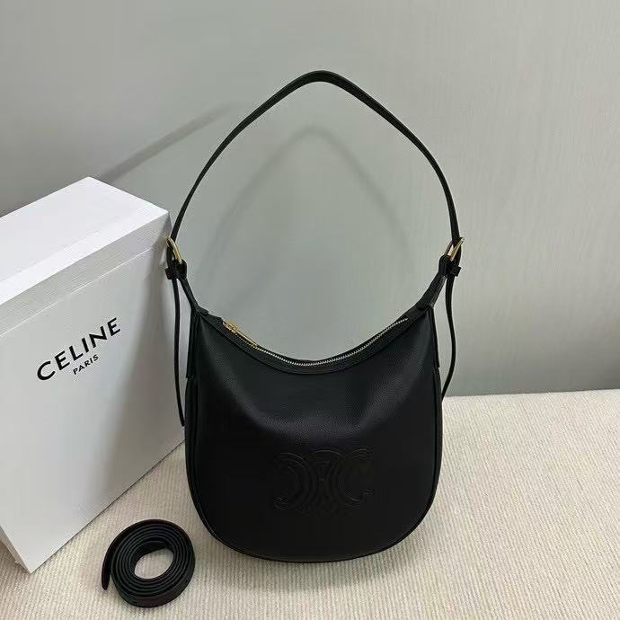 CELINE HELOISE HOBO Handheld Shoulder Bag Black 117253