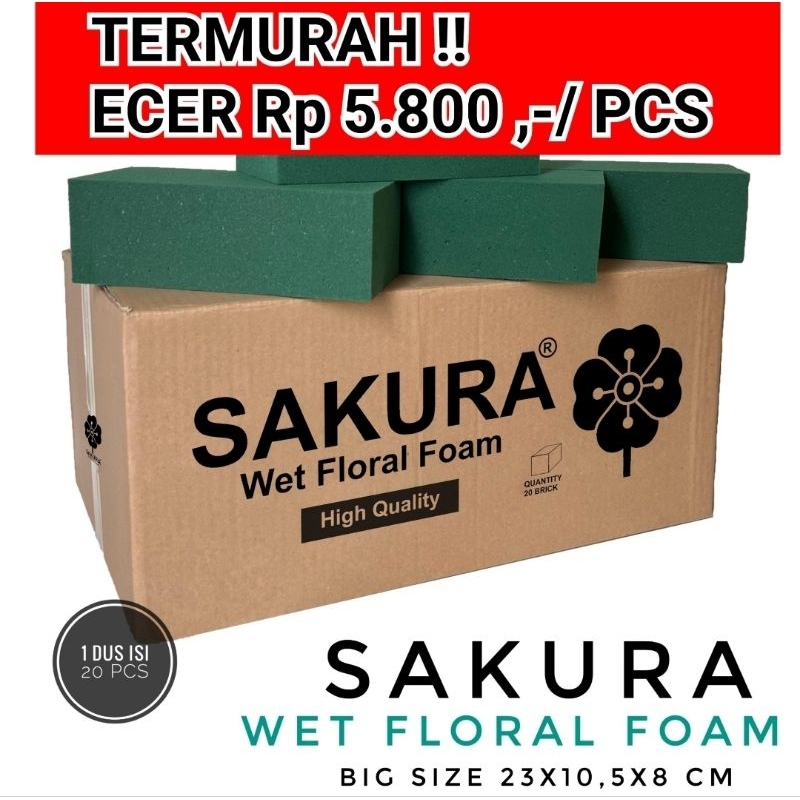 ECER OASIS BASAH SAKURA Floral Foam basah Fresh flower / oasis fower / oasis basah / oasis bunga / g