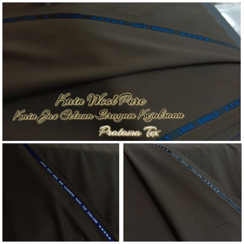 Bahan / Kain Stelan Kerja Kejaksaan / Kain Wool Pure Spesial Coklat Kejaksaan ( Harga Per 50 Cm)