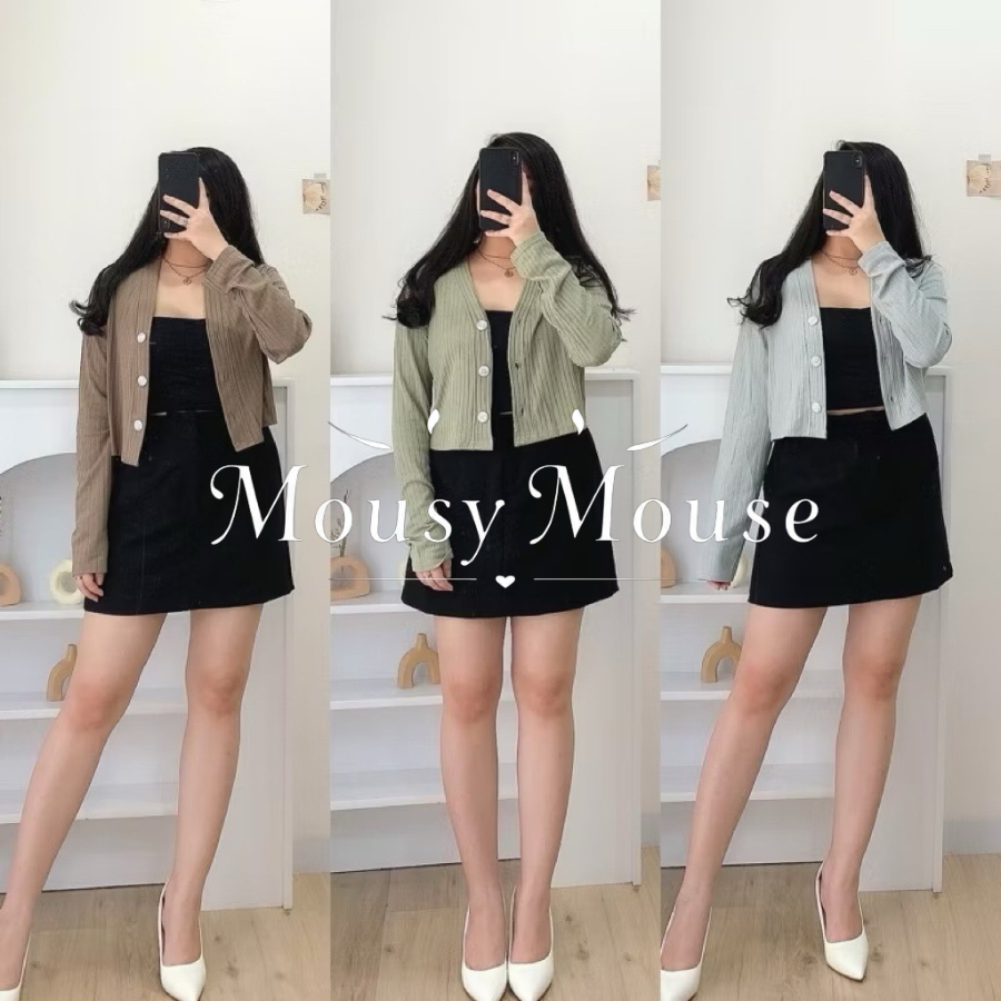 Coco Crop Cardigan Bahan Knit Premium / Outer Top Knitwear