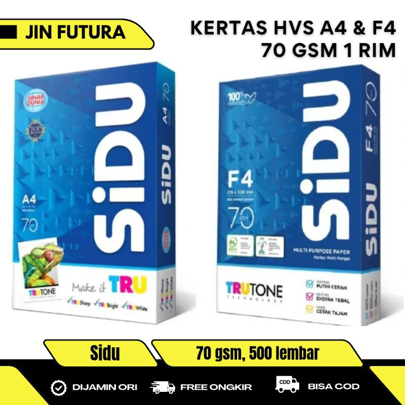 

SIDU - Kertas HVS A4 F4 70 gsm Sidu 1 Rim