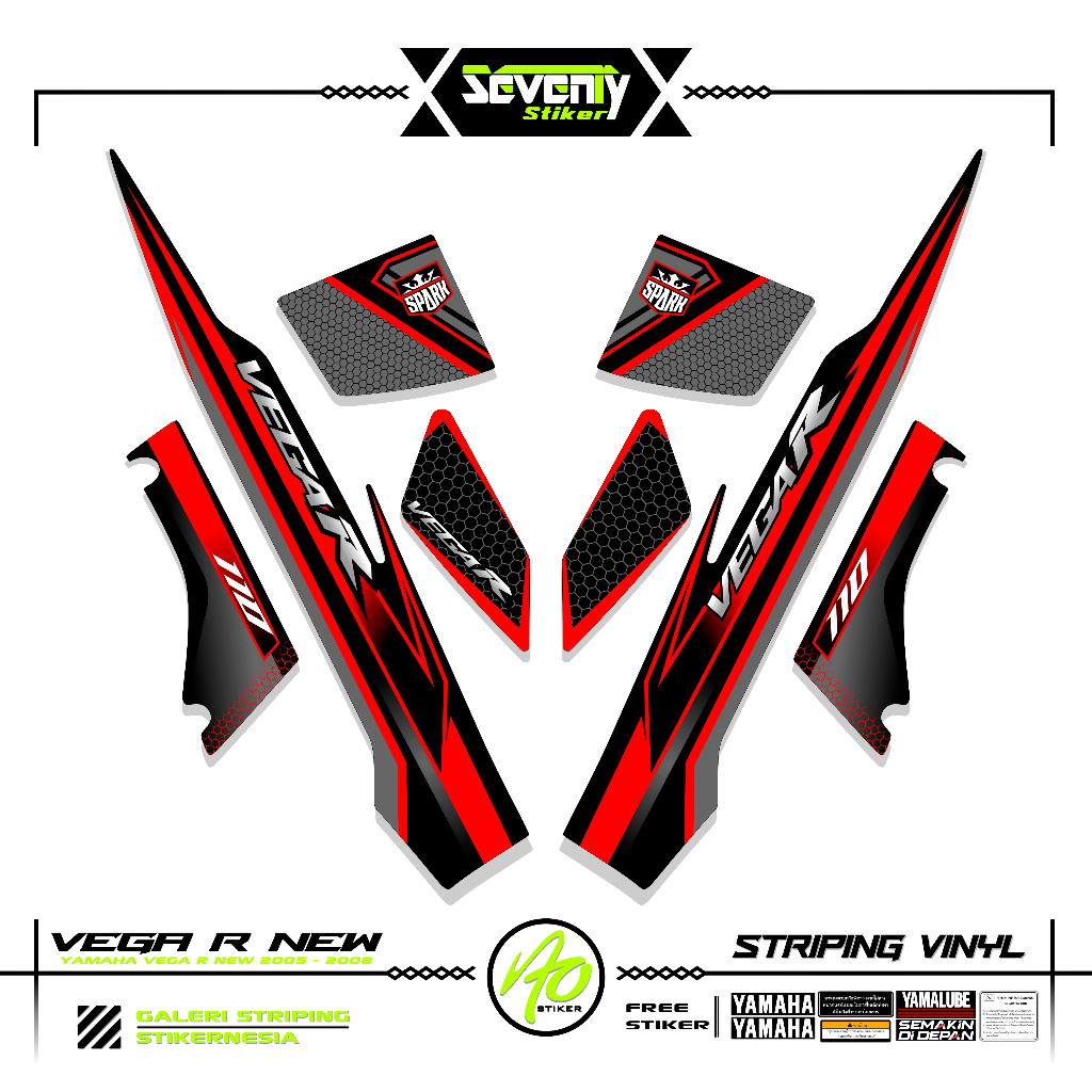 STRIPING VEGA R NEW MOTIF X45 2005-2009 STICKER VEGA R VARIASI SIRIUS RC STIKER LIS YAMAHA VEGA R