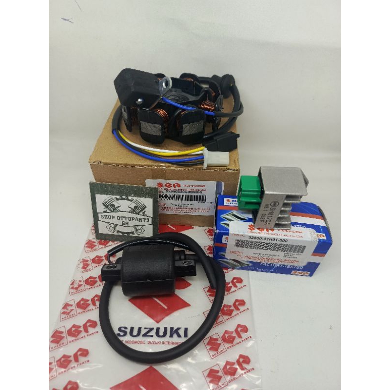 PAKET 3ITEM SPULL, KOIL, REGULATOR KIPROK SUZUKI SHOGUN 125, SHOGUN 125 SP MOTOR ASLI ORIGINAL