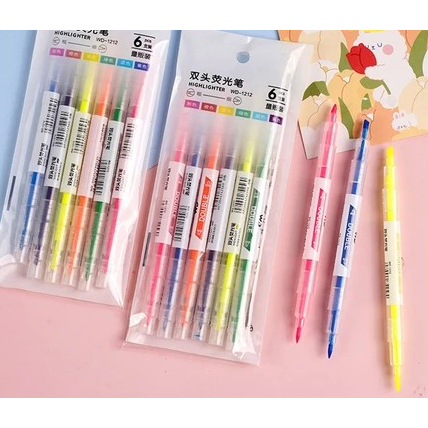 

PGATK-Set Highlighter Dua Sisi Warna isi 6 Pcs Unik Pen 2 sisi Diary Marker Stationery Lucu Unik Penanda Buku Warna Warni Pena Penanda