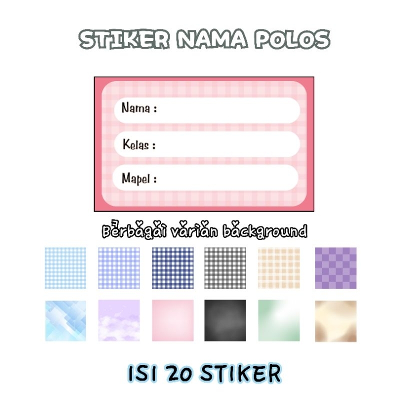 STIKER NAMA POLOS LABEL NAMA POLOS LABEL BUKU POLOS STIKER BUKU POLOS - ISI 20