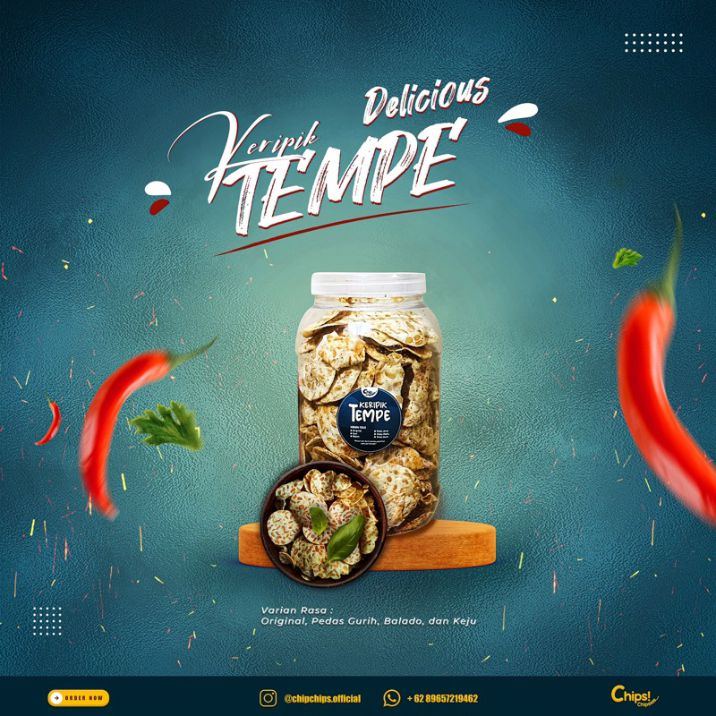 

KERIPIK TEMPE Pedas gurih / Balado / Asin / Originali 250gr