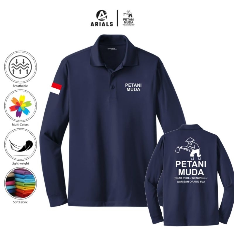 Arials Polo shirt Baju Kaos Kerah Lengan Panjang Petani Muda Tak Perlu Menunggu Warisan Orang Tua