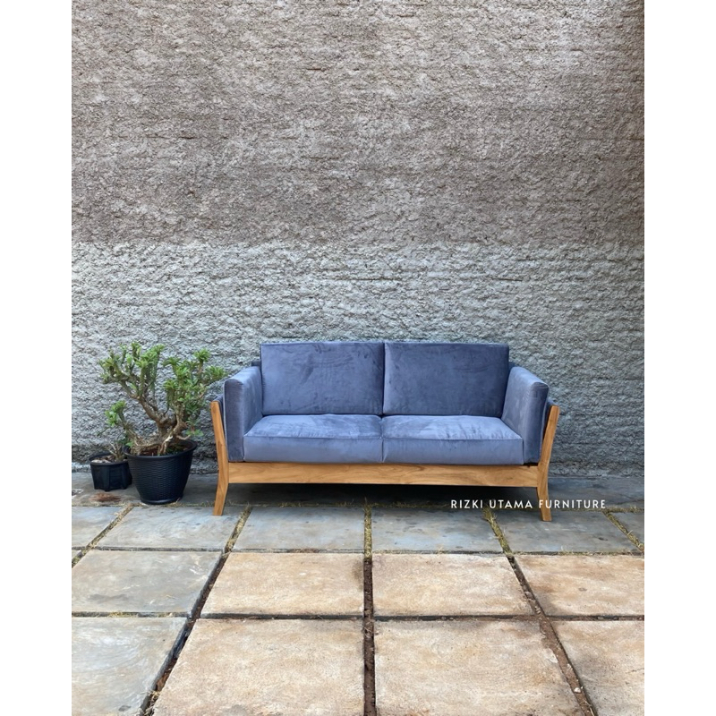 Sofa Ruang Tamu Keluarga Sofa Kayu Jati Premium / Kursi Sofa 2 Seater Sofa Minimalis Sofa Kayu Jati 