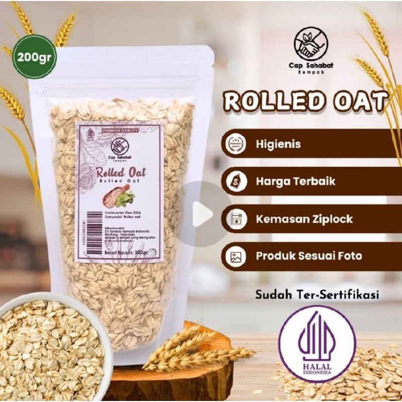 

OAT MEAL GANDUM UTUH ROLLED OAT 200gr REMPAH PREMIUM QUALITY