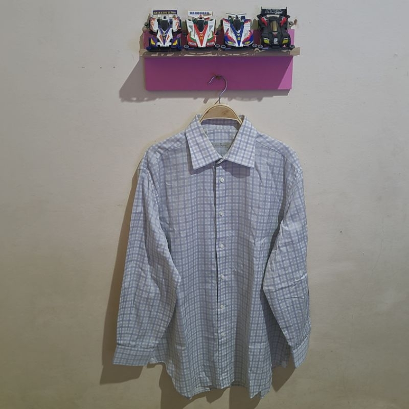 Kemeja Ermenegildo Zegna putih kotak XXL