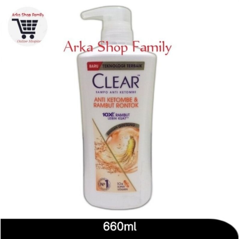 CLEAR Shampoo Anti Ketombe & Rambut Rontok 660ml Dengan Gingseng  Anti Dandruff & Hair Fall 660 ml S