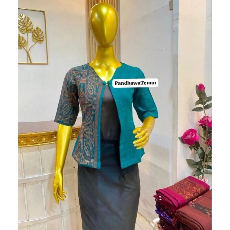 Ready Stock Blazer Tenun Troso Asli Jepara Full Furing Warna Hijau