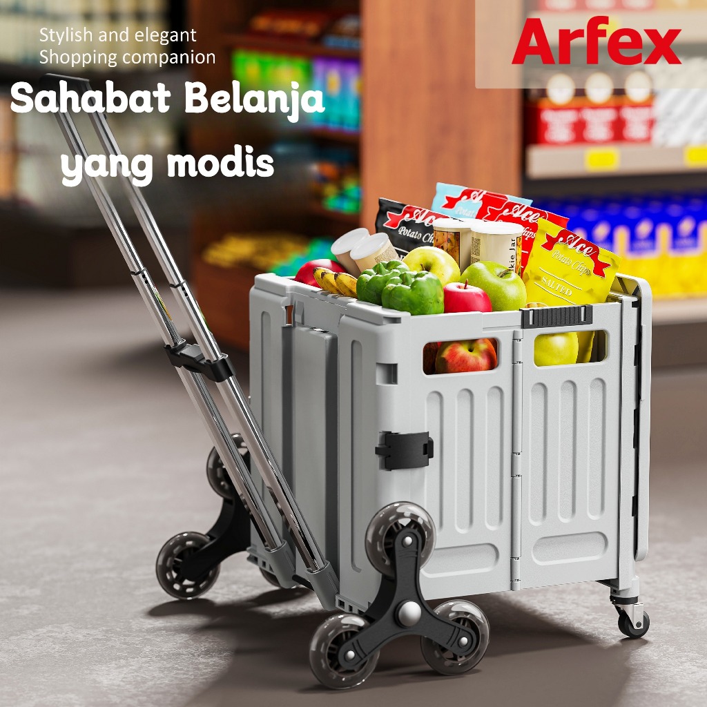 【Arfex】Keranjang Belanja Lipat Yang Lebih Besar Bergerak Mudah Dibawa Mudah Dibawa Roda Belanja Trol