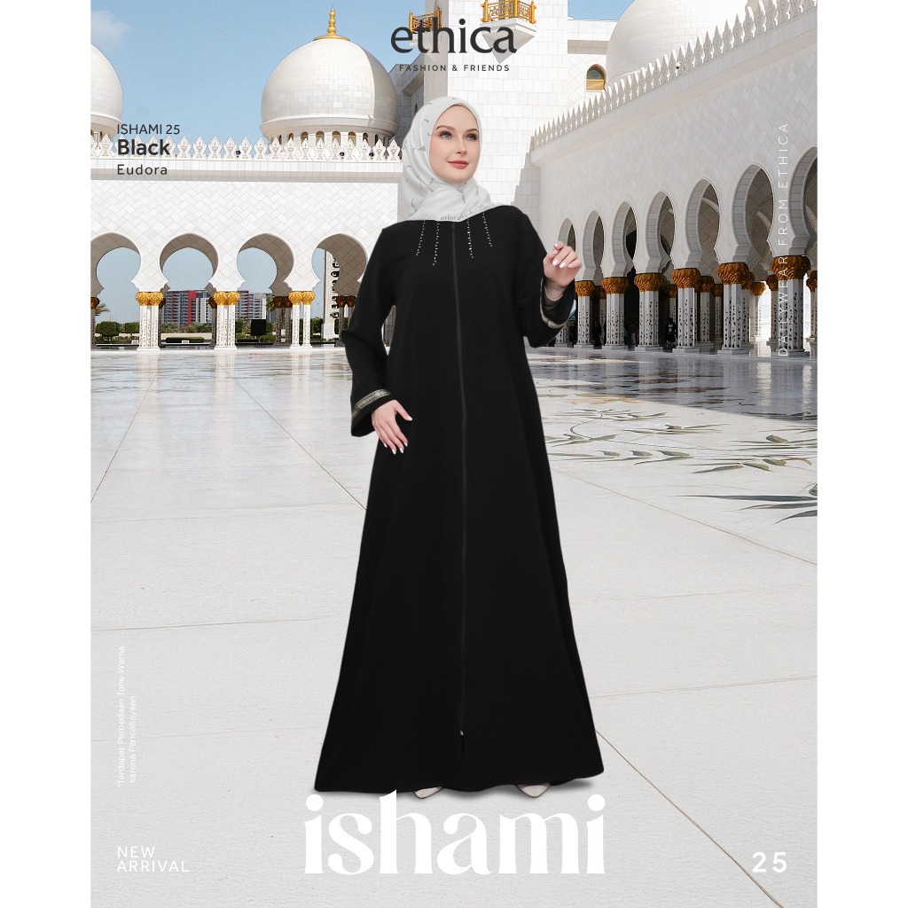 Ethica | Ishami 25 Abaya Polos Hitam Wanita Muslim Baju
