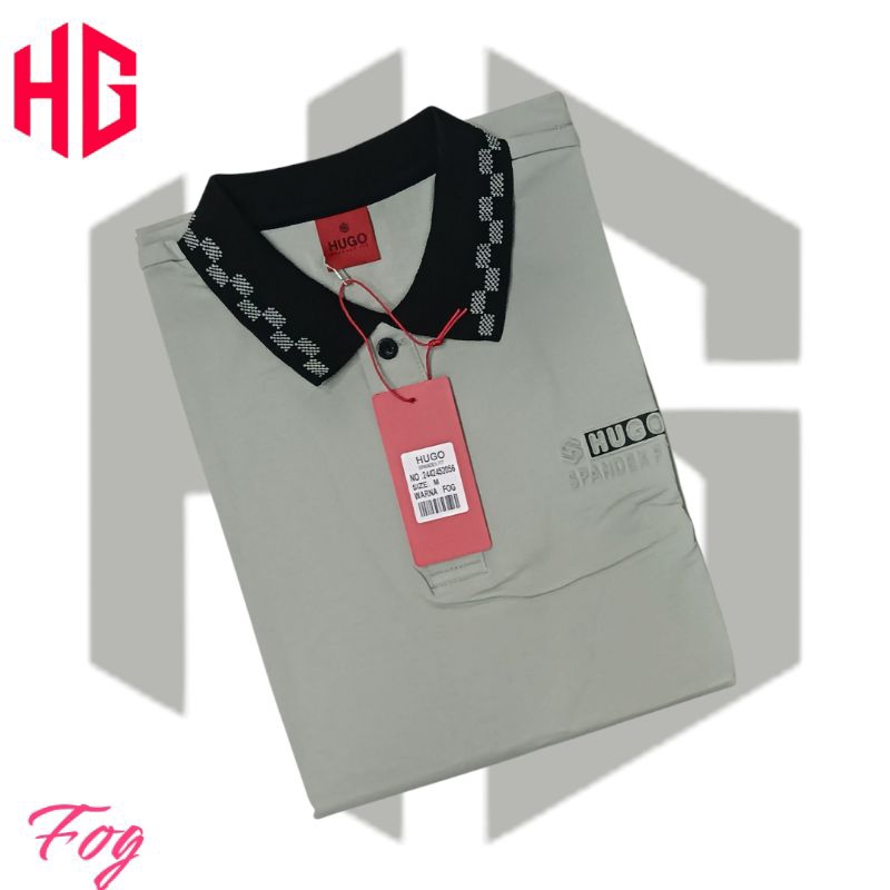 kaos kerah hg bahanspandex tebal denim original pria