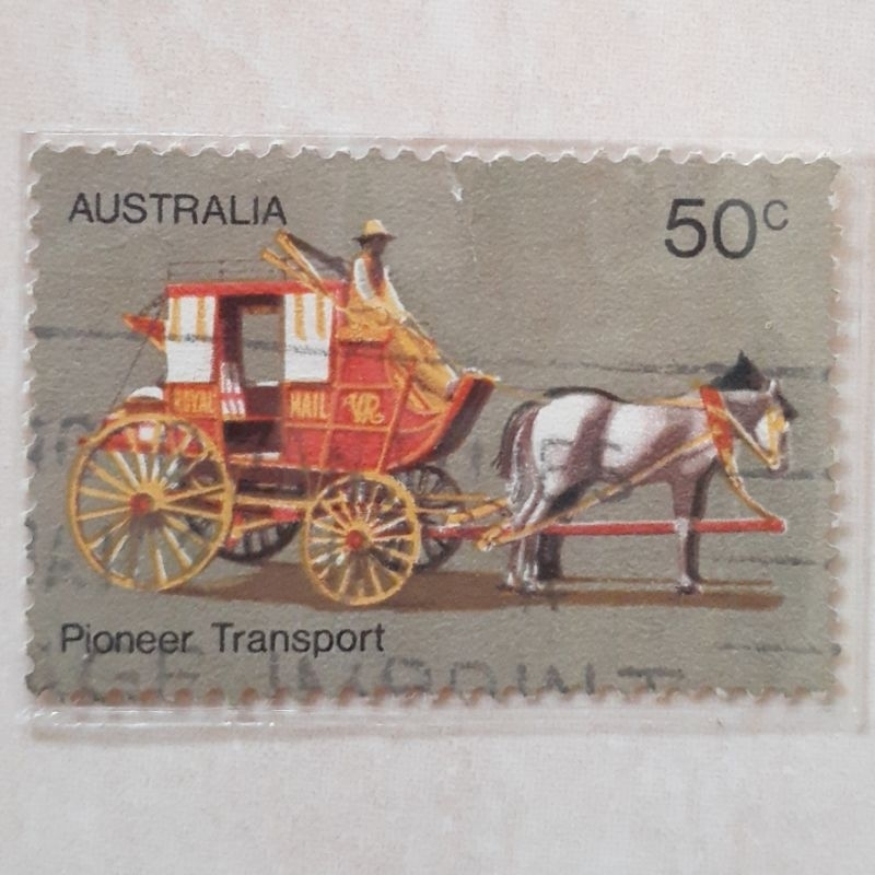 

Perangko Australia Pioneer Life in Australia (Cobb & Co. Coach on white paper) Tahun 1974