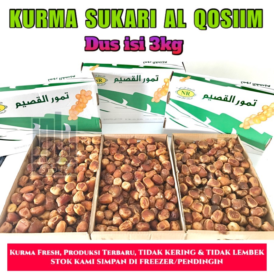 

KURMA SUKARI DUS 3kg Sukkari AL QOSIM Sukary madinah korma raja ruthob alqosim al-qosim dates buah