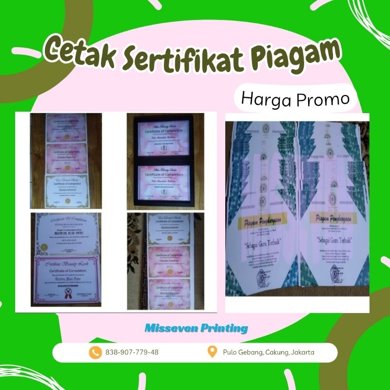 

Cetak Piagam Penghargaan Custom Kursus Seminar