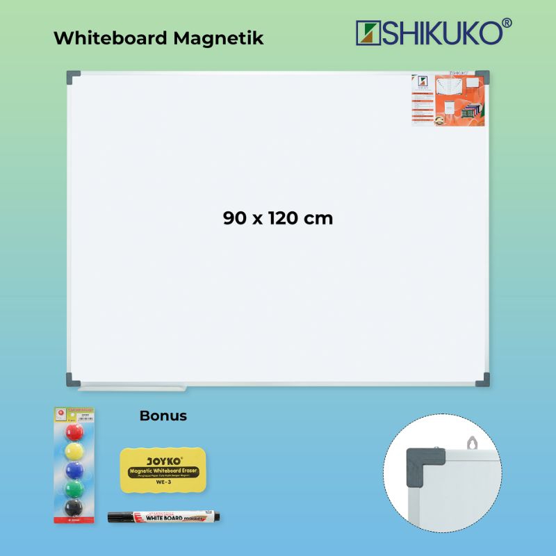 

Papan Tulis Whiteboard Magnet Shikuko 90 x 120 Gantung