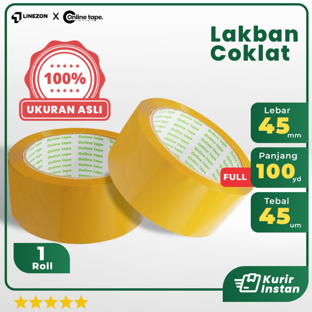 

Lakban Coklat 45 MM X 100 Yard PURE UKURAN REAL Tebal Kuat Isolasi solatip perekat kuat tebal Murah