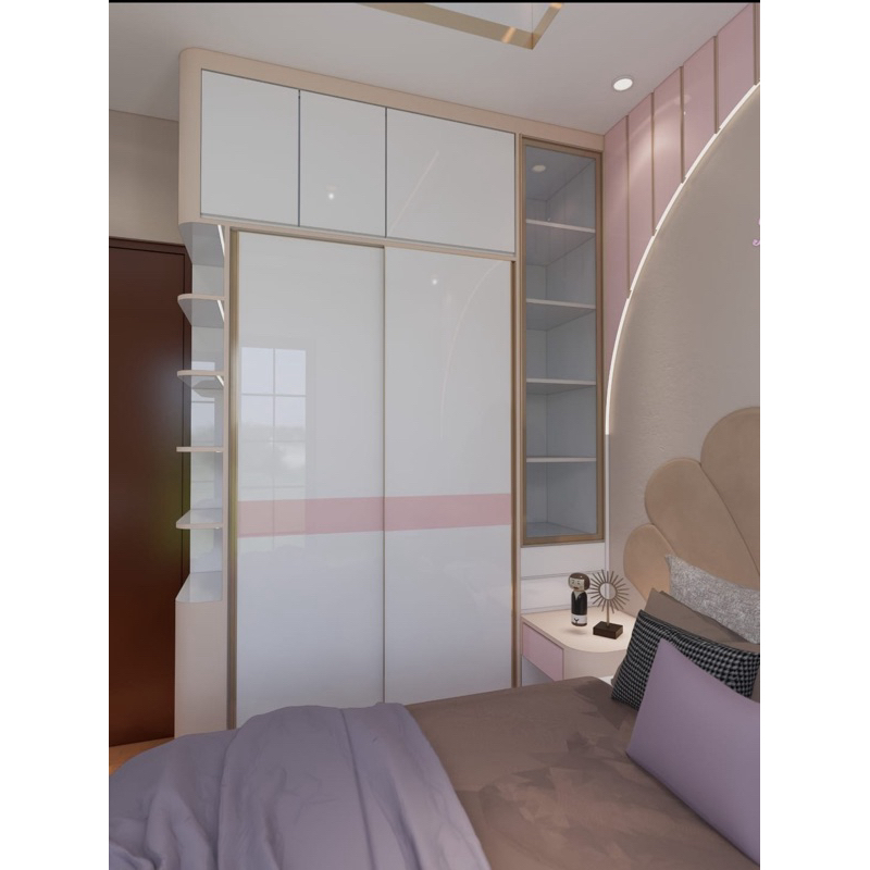 KAMAR SET CUSTOM LEMARI BACKDROP TV DIPAN