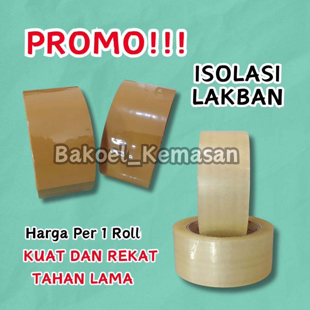 

PROMO Lakban Bening / Solasi Coklat 2 Inchi 45mm TERMURAH Isolasi Clear Selotip Cokelat 50 yard 40Y